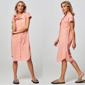 NWT SAMSOE SAMSOE Ylva Lyocel Mix Summer Button Down Dress Coral Small